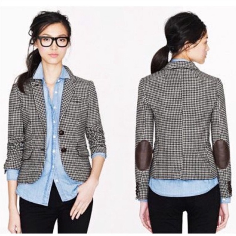 Jcrew Elbow-patch schoolboy blazer in houndstooth